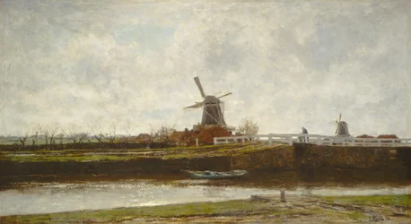 Vue du moulin et du pont sur le Noordwest Buitensingel à La Haye